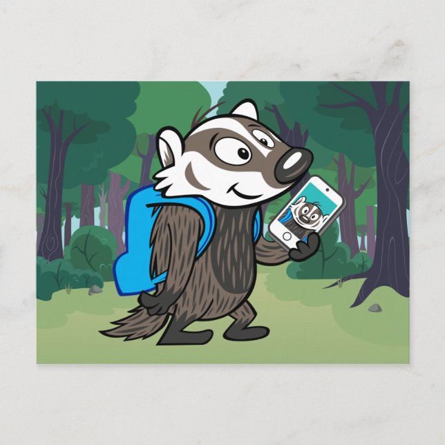 Postal Ricky Raccoon | Selfie de Boomer Badger (Anverso)