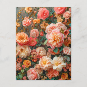 Postal Rico Ramillete con Rosas Salmón