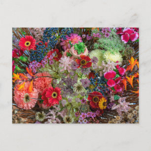 Postal Rico ramo floral de otoño con gerberas y bayas