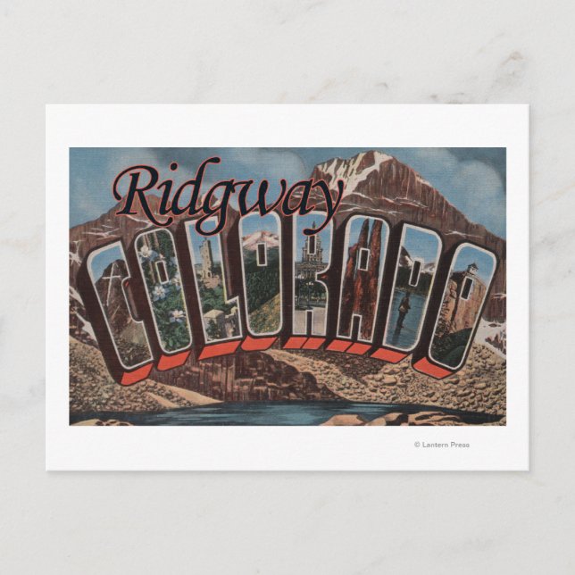 Postal Ridgway, Colorado - Escenas de letras grandes (Anverso)