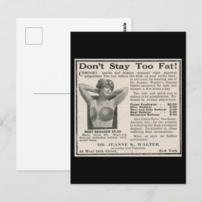 Postal Ridículo anuncio retro "reductor de carne" (Anverso / Reverso)