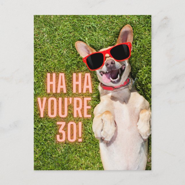 Postal Ríe Perro 30 cumpleaños (Anverso)