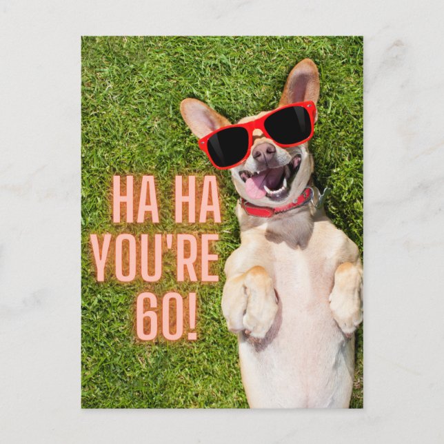 Postal Ríe Perro 60 cumpleaños (Anverso)