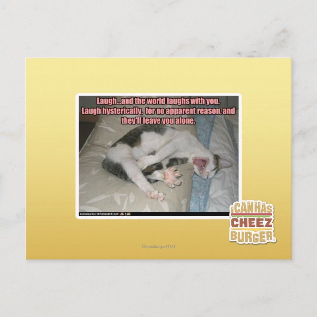 Postal Ríe y el mundo se ríe contigo (Anverso)