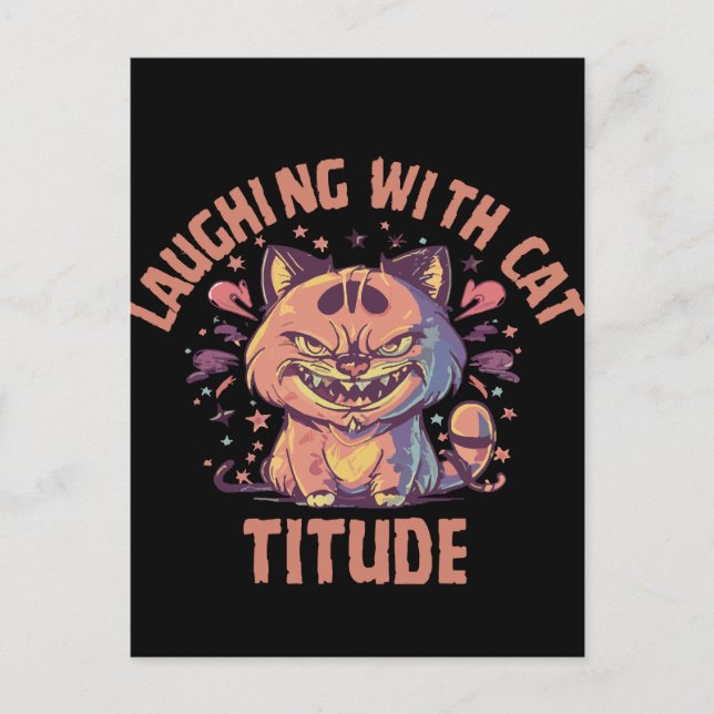 Postal Riendo con actitud de gato (Anverso)