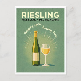 Postal Riesling Moseltal Germany Green Vintage Travel Art