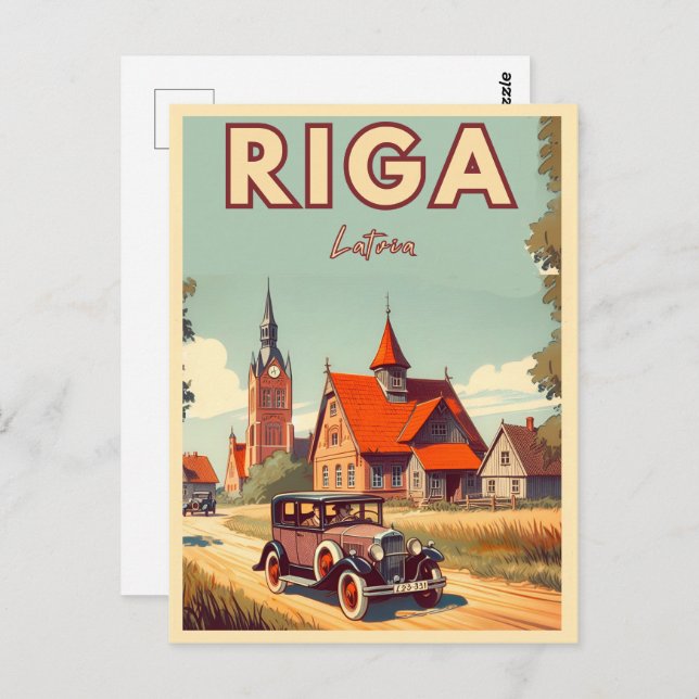 Postal Riga City, Letonia, cultura báltica, regalos vinta (Anverso / Reverso)