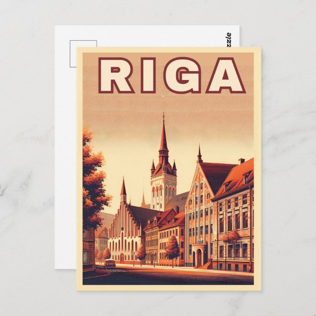 Postal Riga City, Letonia, cultura báltica, regalos vinta (Anverso / Reverso)