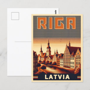 Postal Riga City, Letonia, cultura báltica, regalos vinta