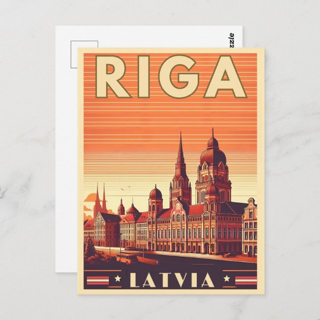 Postal Riga City, Letonia, cultura báltica, regalos vinta (Anverso / Reverso)