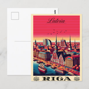 Postal Riga City, Letonia, cultura báltica, regalos vinta
