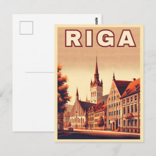 Postal Riga Ciudad, Letonia cultura báltica regalos vinta