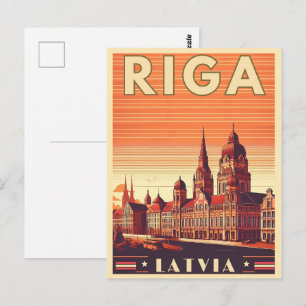 Postal Riga Ciudad, Letonia cultura báltica regalos vinta
