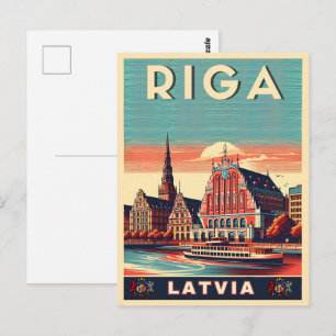 Postal Riga Ciudad, Letonia cultura báltica regalos vinta