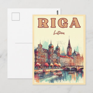 Postal Riga Ciudad, Letonia cultura báltica regalos vinta