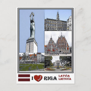 Postal Riga Latvia - La ciudad de Riba - Plaza Livu -