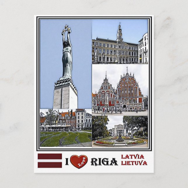 Postal Riga Latvia - La ciudad de Riba - Plaza Livu - (Anverso)