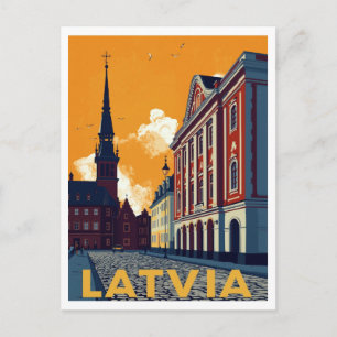 Postal Riga Letonia Ciudad Vieja Retro