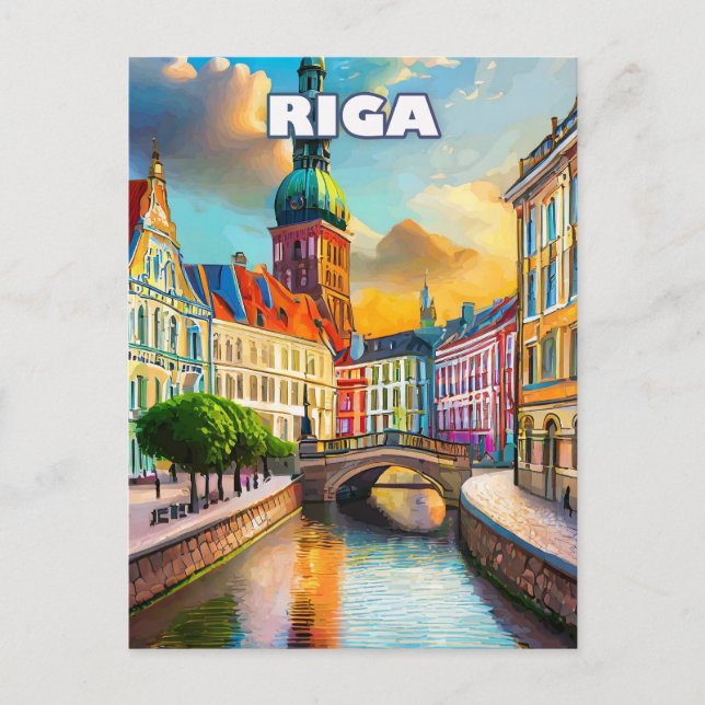 Postal Riga, perle de la Baltique, aux mille couleurs (Anverso)