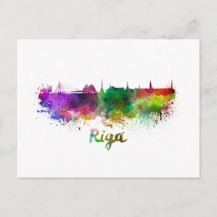 Postal Riga skyline in watercolor