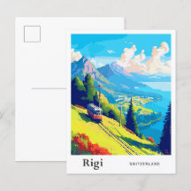 Rigi Suiza Viaje al Ilustracion Vintage de Arte