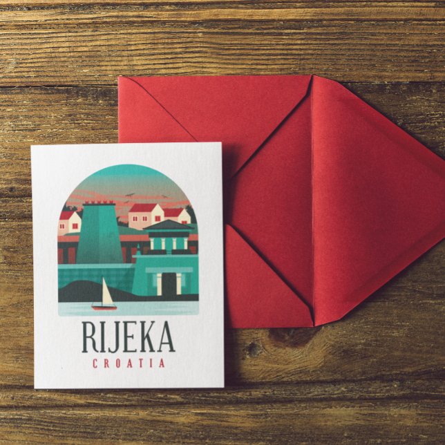 Postal Rijeka Croatia Vintage Travel Magnet (Rijeka Croatia Vintage Travel Magnet Postcard)