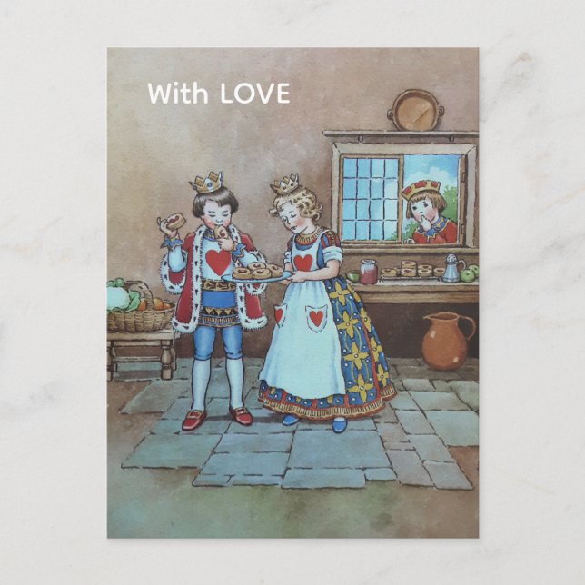 Postal Rima infantil Reina de Corazones (Anverso)