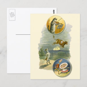 Postal Rima infantil Vintage Mother Goose Hey Diddle