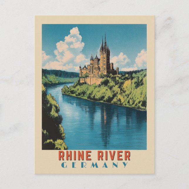 Postal Rin River Alemania Viajes de época (Anverso)