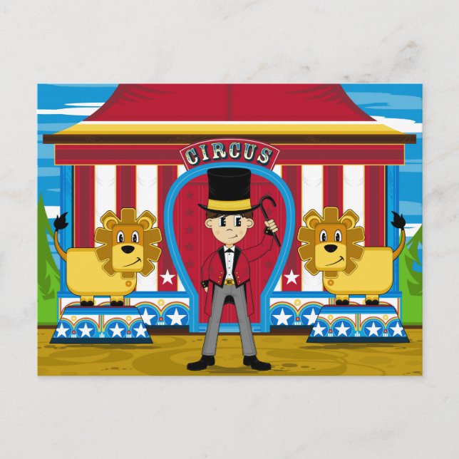 Postal Ringmaster y leones de los grandes circos (Anverso)