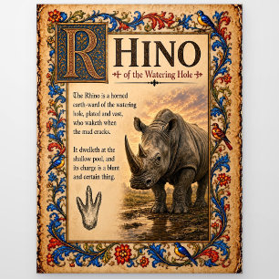 Postal Rinoceronte, Arte de Bestiario Medieval