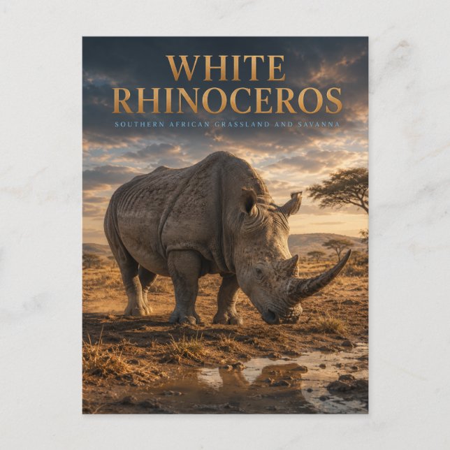 Postal Rinoceronte Blanco Sabana ANIMALES (Anverso)