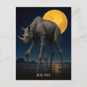Postal Rinoceronte Caña gótico Surrealista