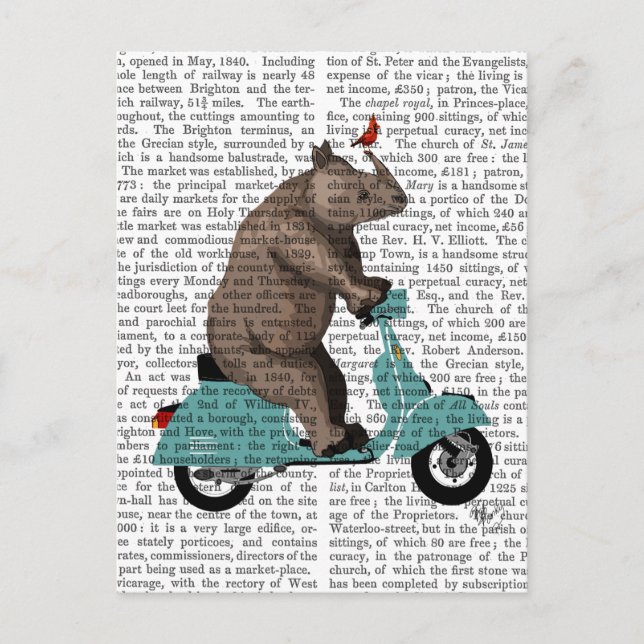 Postal Rinoceronte en Moped (Anverso)