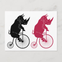 Rinoceronte montando una vieja bicicleta de moda