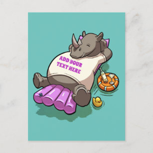 Postal Rinoceronte Relajado En Un Personaje De Caricatura