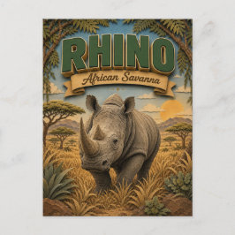 Postal Rinoceronte Sabana Africana POPCUT