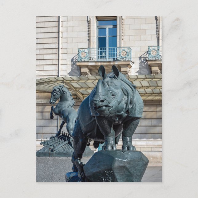 Postal Rinocerontes frente a la musee d'Orsay - París (Anverso)