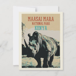 Postal Rinocerontes, Kenia, Parque Nacional Maasai Mara