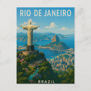 Postal Rio Brasil Montaña Sugarloaf Playa Vistas de la Ci