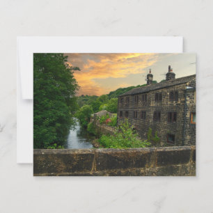 Postal Río Calder desde el puente de Hawksclough