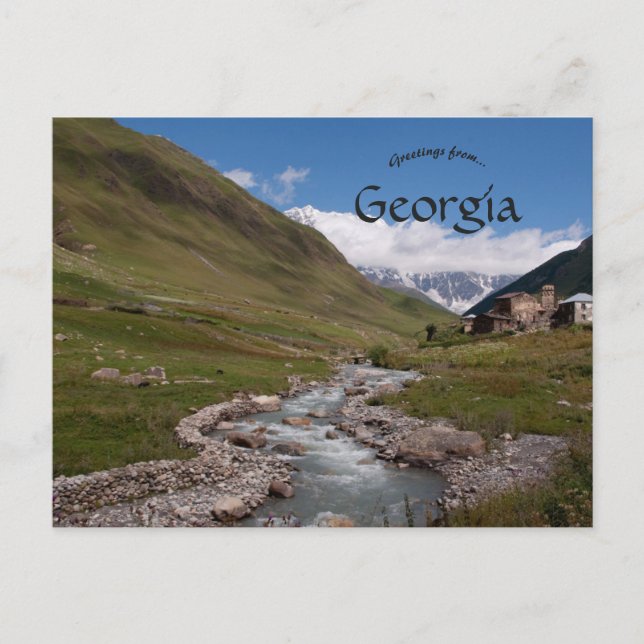 Postal Río cerca de Ushguli Georgia (Anverso)