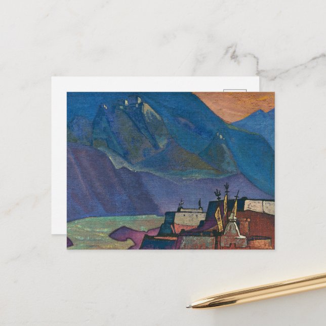 Postal Río Chandra por Nicholas Roerich (Anverso/Reverso In Situ)