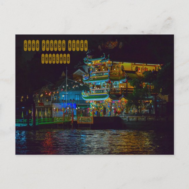 Postal Río Chao Phraya de noche (Anverso)