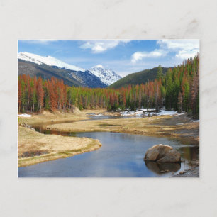 Postal Río Colorado con Montañas y Pinos
