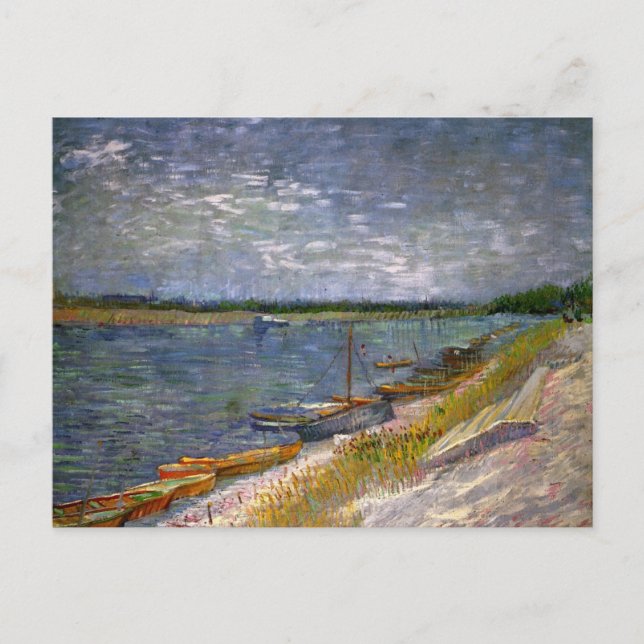 Postal Río con barcos de remo por Vincent van Gogh (Anverso)