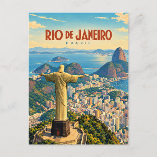 Postal Río de Janeiro Brasil Arte de Viaje Vintage