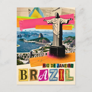Postal Río de Janeiro Brasil Cristo Collage Retro Viaje