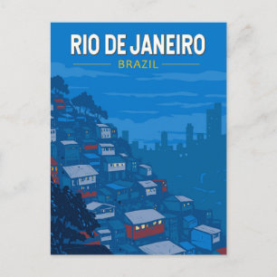 Postal Rio De Janeiro Brasil Favela Arte Viaje Vintage