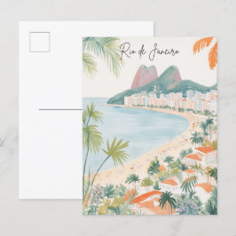 Postal Río de Janeiro Brasil Gouache Ilustracion Viajes